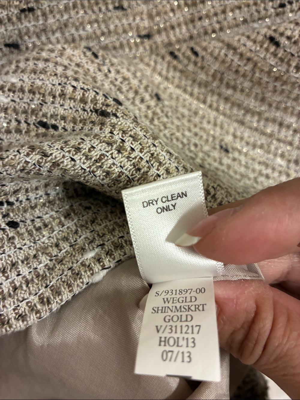 Banana Republic Beige Tweed Mini Skirt with Black Trim Sz 6 - Picture 10 of 10